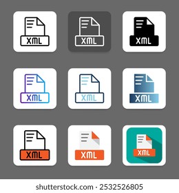 Set xml document format file icons. which is suitable for website, applications and interfaces.