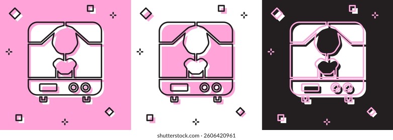 Set X-ray machine icon isolated on pink and white, black background.  Vector Illustration