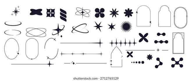 set of y k minimal geometric shapes thin line rings