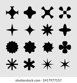 Set Y2k abstract elements geometric shapes