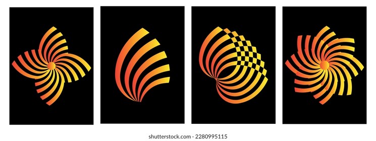 Conjunto de elementos y formas retro geométricos brillantes Y2K. Afiches gráficos de Hipster, logos, iconos, diseño web.