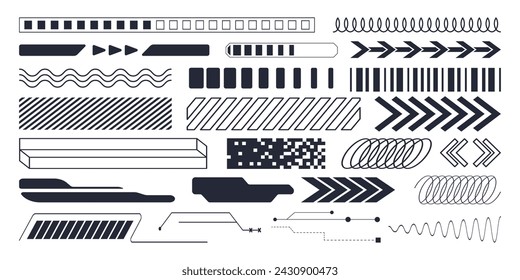 Set with y2k elements. Aesthetic abstract shapes. Simple forms, symbols and frames y2k style.