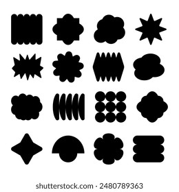 Set y2k geometric shape. Brutalism shapes, minimalist geometric elements, abstract forms.
