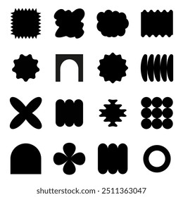 Set y2k geometric shape. Brutalism shapes, minimalist geometric elements, abstract forms.