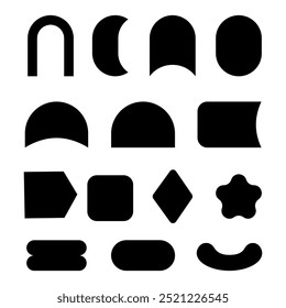 Set y2k geometric shape. Brutalism shapes, minimalist geometric elements, abstract forms.
