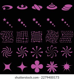 Set Of Y2K pink Element For Editing