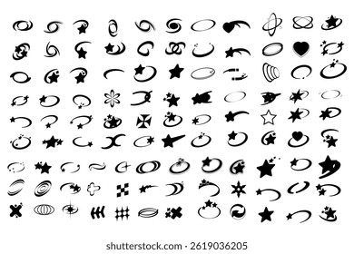 set of y2k shape abstract geometric element