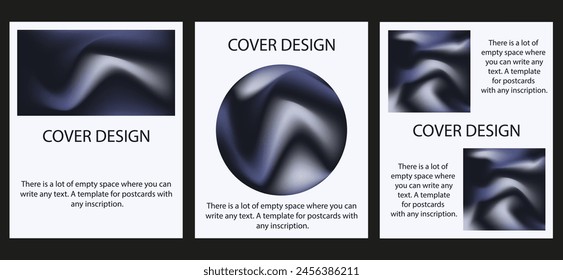 Set Y2K style posters with 3D Gradient Geometrical Shapes and Copy space. Banner collection in trend Futuristic Abstract style with place for text. Playful Template card. Vector background. 