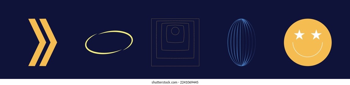 Set of Y2K style vectors of objects. Large set of retro objects for design. Modern abstract forms. Projects, posters, banners. Vector illustration