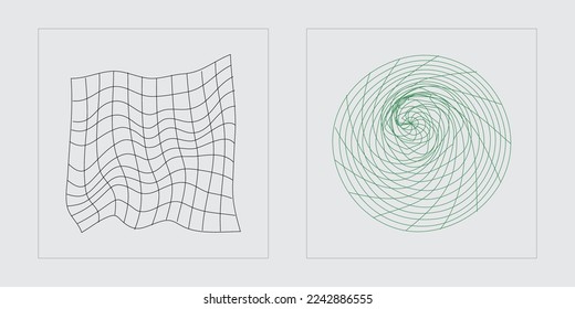 Set of Y2K style vectors of objects. Big collection of abstract graphic geometric symbols. Cyberpunk elements. Isolated on black background. Vector illustration