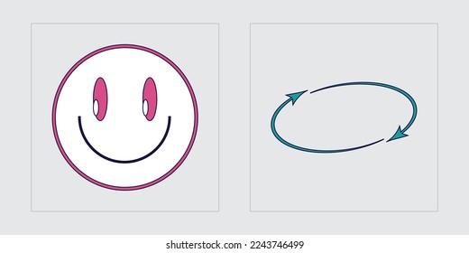 Set of Y2K style vectors of objects. Retro futuristic graphic ornaments. Modern abstract forms. Anti-design. Vector illustration