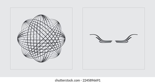 Set of Y2K style vectors of objects. Brutalism star and flower shapes. Cyberpunk elements. Anti-design. Vector illustration