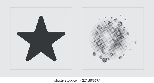 Set of Y2K style vectors of objects. Brutalism star and flower shapes. Objects in y2k style. Isolated on black background. Vector illustration