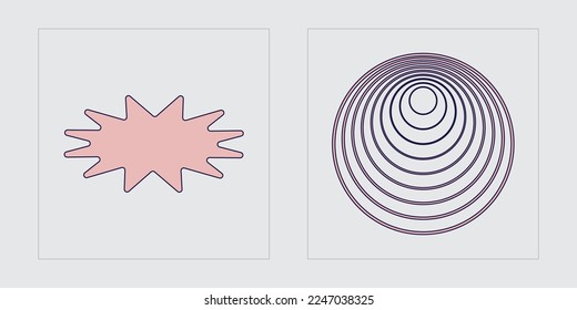 Set of Y2K style vectors of objects. Extraordinary Graphic Assets. Modern abstract forms. Isolated on black background. Vector illustration