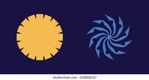 Set of Y2K style vectors of objects. Trendy geometric postmodern figures. Flat minimalist icons. Projects, posters, banners. Vector illustration