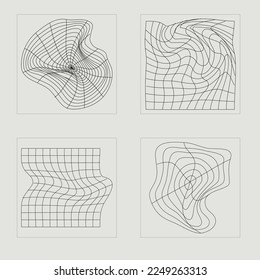 Set of Y2K style vectors of objects. Big collection of abstract graphic geometric symbols. Templates for notes, posters. Stars, starburst . Vector illustration
