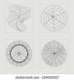 Set of Y2K style vectors of objects. Trendy geometric postmodern figures. Modern abstract forms. Retro Futurist. Vector illustration