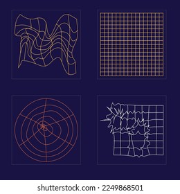 Set of Y2K style vectors of objects. Brutalism star and flower shapes. Objects in y2k style. Anti-design. Vector illustration