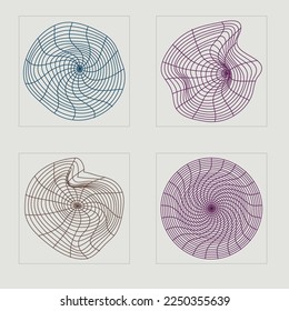 Set of Y2K style vectors of objects. Large set of retro objects for design. Modern abstract forms. Isolated on black background. Vector illustration