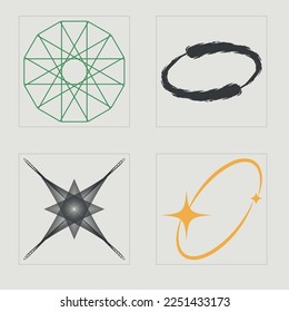 Set of Y2K style vectors of objects. Large set of retro objects for design. Templates for notes, posters. Isolated on black background. Vector illustration