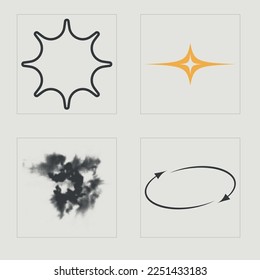 Set of Y2K style vectors of objects. Rave psychedelic retro futuristic set. For modern T-shirts designed. Retro Futurist. Vector illustration