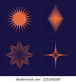 Set of Y2K style vectors of objects. Big collection of abstract graphic geometric symbols. Cyberpunk elements. Anti-design. Vector illustration