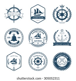 Set Of Yacht Club Labels Design Elements Vector Illustration