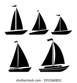 Set of yacht icons. Design element for logo, label, sign, poster. Vector illustration