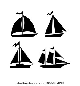 Set of yacht icons. Design element for logo, label, sign, poster. Vector illustration