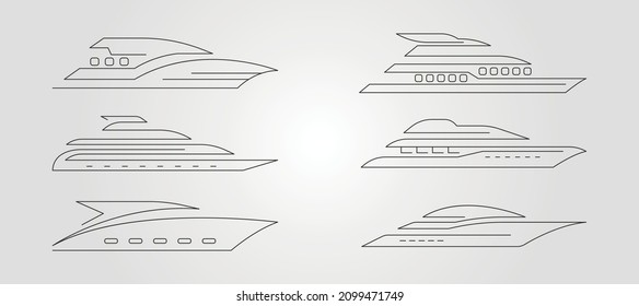 set of yacht line art logo vector collection symbol illustration design, abstract yacht minimalist logo design