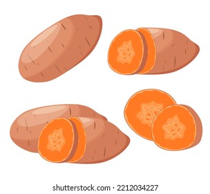 A Set Of Yam On A White Background.. Cartoon Design.