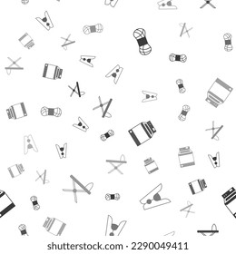 Set Yarn, Clothes pin, Washer and Iron and ironing board on seamless pattern. Vector