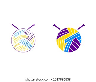 Set of Yarn and knitting needles logo for craft related site or business