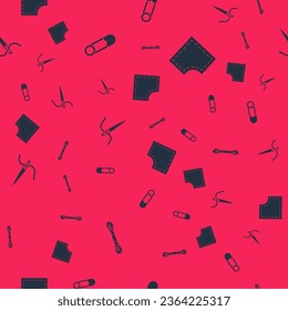 Set Yarn, Safety pin, Needle for sewing with thread and Sewing Pattern on seamless pattern. Vector