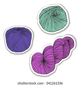 Set of yarn skeins. Vector file EPS10.