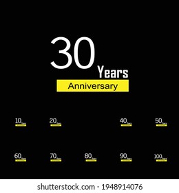 Ilustración de diseño de plantilla de vectores de color de fondo negro de aniversario de año
