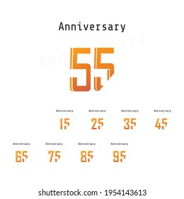 Set Year Anniversary Color Vector Template Design Illustration