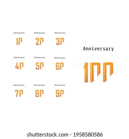 Set Year Anniversary Color Vector Template Design Illustration