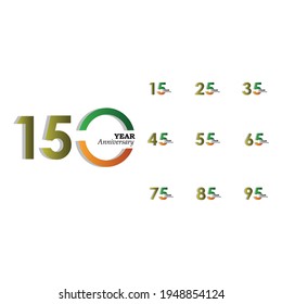 Set Year Anniversary Indian Them Color Vector Template Design Illustration