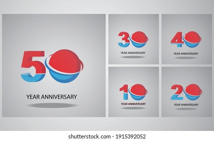 Set Year Anniversary Logo Vector Template Design Illustration