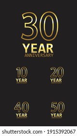 Set Year Anniversary Logo Vector Template Design Illustration gold and black