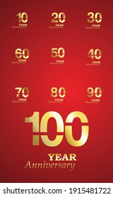 Plantilla vectorial de logotipo de Año Nuevo Diseño Ilustración oro y rojo