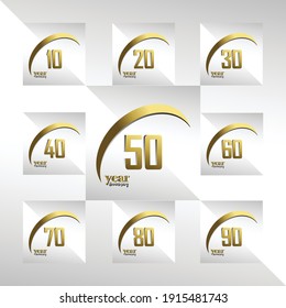 Jubiläumsjahr für Logo-Vektorgrafik-Vorlagendesign-Illustration - Gold und Weiß