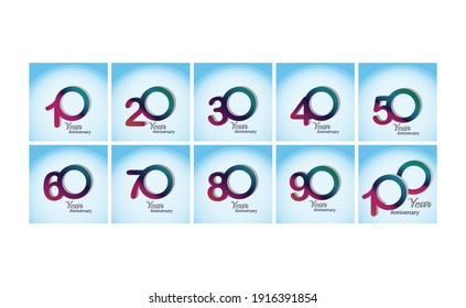 Set Year Anniversary Logo Vector Template Design Illustration