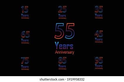 Set Year Anniversary Logo Vector Template Design Illustration Rainbow