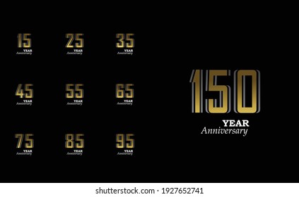 Set Year Anniversary Logo Vector Template Design Illustration gold elegant