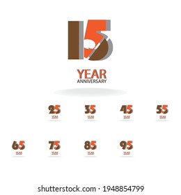 Set Year Anniversary orange Color Vector Template Design Illustration