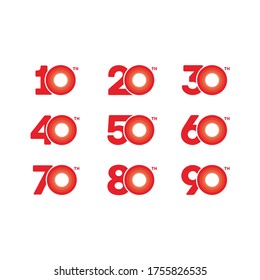 set Year Anniversary Vector Template Design Illustration