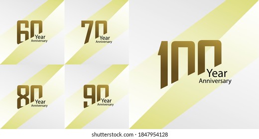 Set Year Anniversary Vector Template Design Illustration Gold Elegant