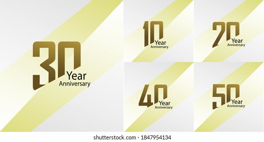 Set Year Anniversary Vector Template Design Illustration Gold Elegant
